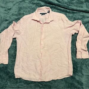 Men's Pink-Blush Button-Up Shirt Linen Blend